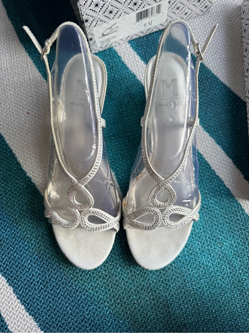 Silver Slingback Crystal-Accent Heels